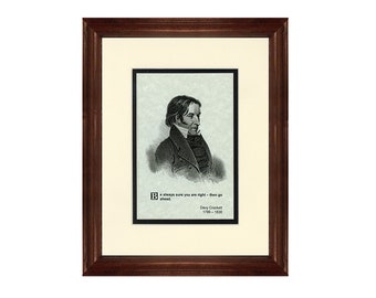 Print and Quotation of Davy Crockett with Mat and Frame