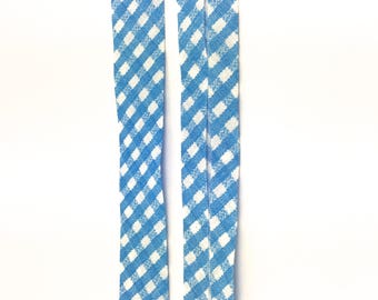 5 m lined polycotton gingham blue and white 20mm