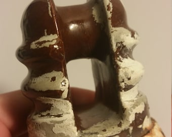 1913 Brown Ceramic Power Insulator Telephone Spero Cleveland