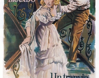 Spring Sales Event: A STREETCAR NAMED Desire Movie Poster 1951 Marlon Brando Broadway