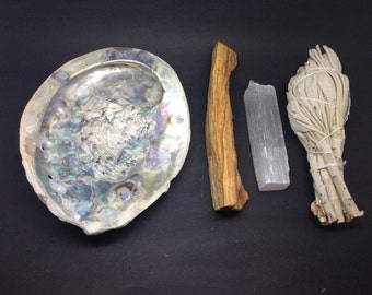 Smudge Kit - Shell, Selenite, Palo Santo & White Sage -WSHAME01