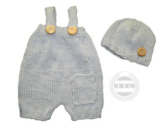 Hand knit Baby Romper & Hat set | 0-24M | baby boy coming home outfit | baby girl | knit photo outfit | take home outfit | knit overalls