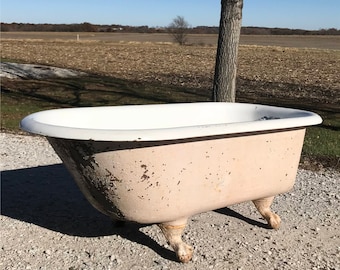 5' Porcelain Claw Foot Bath Tub Vintage Art Deco Nouveau Victorian Cast Iron q