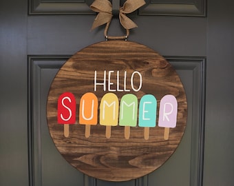 Summer Door Hanger, Door Hanger, Spring Door Hanger, Front Door Decor, Welcome Door Hanger, Popsicle Door Hanger, Hello Summer Door Hanger,