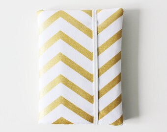 Passport Cover, Passport Case, Passport Wallet, Travel Wallet, Travel Organizer - Gold - Bridesmaid Gift - Chevron