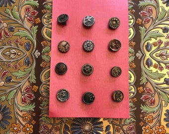 12 vintage metal buttons/decorative antique buttons