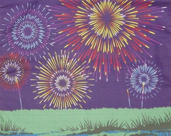 Fireworks at the Lake Motif Furoshiki Japanese Fabric w/Free Insured Shipping