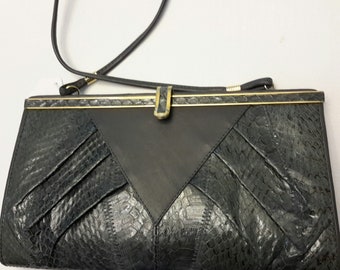 Snakeskin Handbag, Gray Snakeskin purse, Grey Snakeskin bag