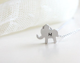 Personalized initial elephant necklace, initial jewelry