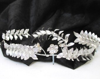 Antique Wedding Crown New in Box Vintage Silver Myrtle Leaf Tiara & Boutonniere Set Bridal Tiara Silver Leaves Art Deco Germany Metal Diadem