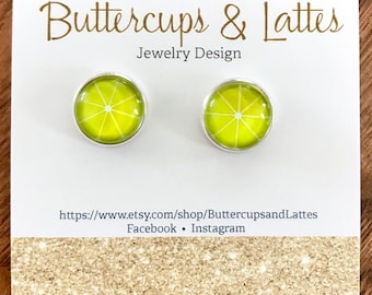 Lemon Slice Fruit Stud Earrings 12mm