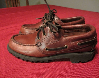 Boy's SEBAGO shoes Size 3 dark brown Leather Docksides style Casual Dress docksiders kids FREE SHIPPING