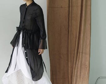Classic 60s Collection black/white sheer transparent designed chic long shirt