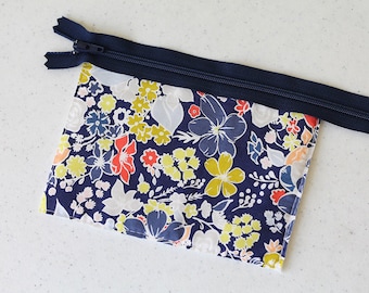Cash envelope, coin pouch, zipper pouch, change purse, business card id holder, small, pocket wallet, Navy blue, school pouch, kid, teens