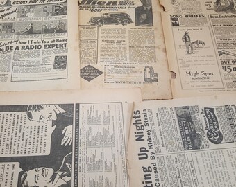 1930s Vintage Magazine Ads, 5 Sheets, READ DESCRIPTIONS, vintage ephemera