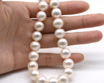 Large pearls, 11-12mm, white near round cultured freshwater pearls for making jewelry, big real natural pearls, big hole available, FR810-WS