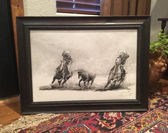 Framed print on canvas transfer