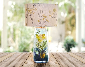 Table Lamp, large table lamp, Terrarium lamp, Bedside table lamp, terrarium table lamp, Orchid, Desk lamp, Orchid pot, Foliage Lamp Shade,