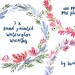 Digital Clip Art, Floral Frames, Meadow Flowers, hand painted watercolor wreaths