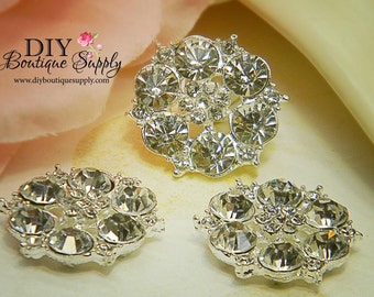 Rhinestone Buttons Metal Crystal Embellishment Flatback Baby Headbands invitations crystal bouquet flowers centers 5 pcs 22mm 049023