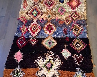 Bourcherouite Morocca / fait main tapis-4'2 "x 7' / marocain tapis/Boucherouite/mariage cadeau/Living room/chambre/prix réduit