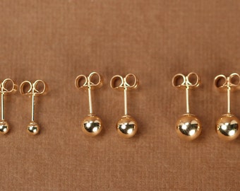 Gold ball earrings - gold dot earrings - gold studs - tiny ball earrings - little gold ball studs - 14k gold filled ball stud earrings