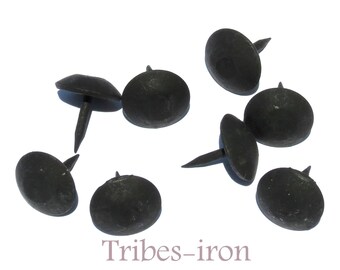 20 BLACK CLAVOS Round 1" Head Decorative NAILS Wrought Iron Furniture Wood Door Fence Metal Cap Stud Country antique style forged Hardware