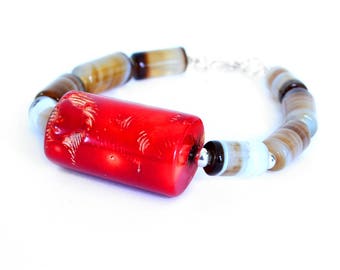 Chislon Coral Sardonyx Set Sterling Silver925 Jewellery Silver Red Blue Necklace Bracelet