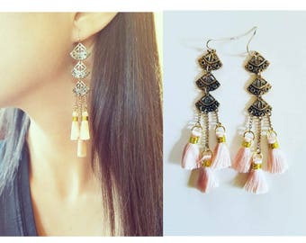 Gift for her, Bohemian earrings, chandelier earrings, festival earrings, gypsy earrings, ethnic earrings, long earrings, tassel earrings