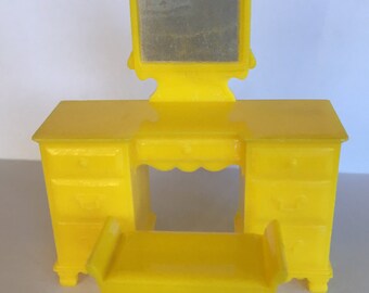 Marx Marxie Mansion Bedroom Vanity & Bench-vintage Tin Dollhouse Furniture 1:16