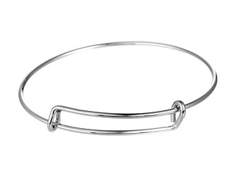 free shipping in UK - pack of 2 - Adjustable Bangle Silver Tone Bracelet