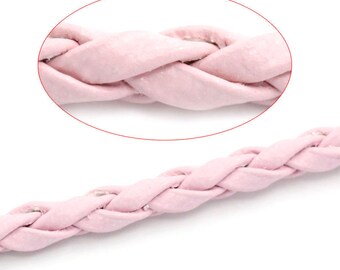 1 m braided faux leather cord 3 mm pink