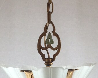 Art Deco 3 Light Slip Shade Chandelier