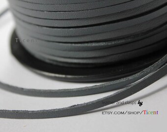 10 Yards 3mm Patent Faux Suede Leather, Gray Coated Suede Leather CS3M153