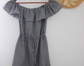 Off the shoulder gingham dress
