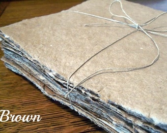 10 SMALL sheets of handmade paper, SMALL sizes, 2x3, 4x4, 4x5, 4x6, 5x7, 5x8, recycled paper, decorative paper, natural, homemade paper