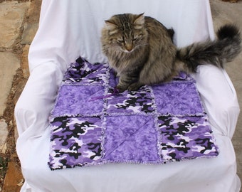 Cat Bed, Cat Blanket, Small Dog Blanket, Purple Camo Pet Bed, Pet Bedding, Pet Supplies, Colorado Catnip Bed, Cat Quilt, Beds for Pets
