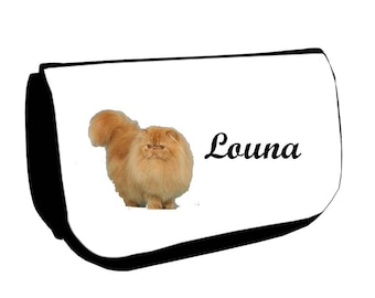 Black Persian /crayons make-up case personalized with name