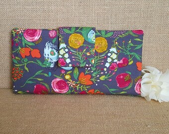 Womens Wallet, Fabric Wallet, Women's Bifold Wallet, Floral Wallet
