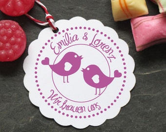 Stamp bird wedding with your name 40 mm