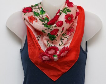 Vintage Oscar de la Renta scarf in coral and pink floral