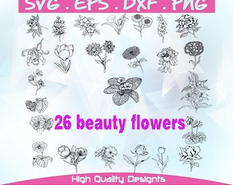 Flowers, cut, vector, svg,dxf,eps,png,garden, sunflower silhouette,decal, stencil, garden flower.