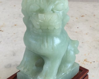 Adorable Vintage Jade Foo Dog on Stand!