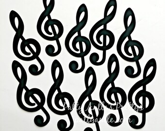 Treble Clef Die Cuts, Treble Clef Confetti, G Clef Die Cuts, Music Die Cuts, Music Confetti, Choir Die Cuts, Black Treble Clef Die Cuts