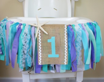 Under the Sea Highchair Banner, Mermaid Party, 1st Birthday Banner, Frozen Party, Elsa and Anna, High Chair Sign