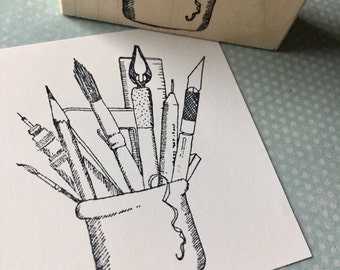 Artist's Supply Cup Rubber Stamp