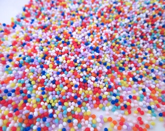 Faux Non Pareil Sprinkles, 5 grams Decoden Rainbow Funfetti Jimmies, Faux Glass Caviar Beads, E208