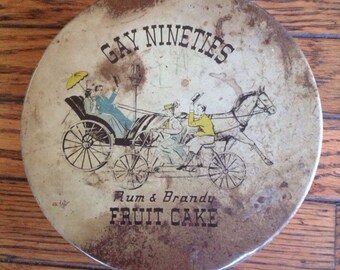 Vintage Gay Nineties Rum & Brandy Fruit Cake Tin
