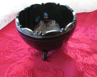 L.E. Smith Black Amethyst Mayonnaise Bowl