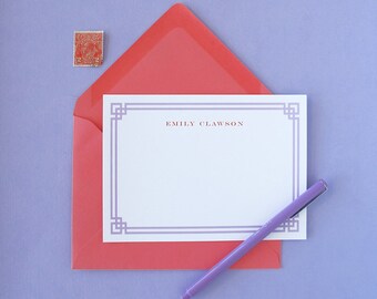Fretwork Border Personalized Stationery - set of 15
